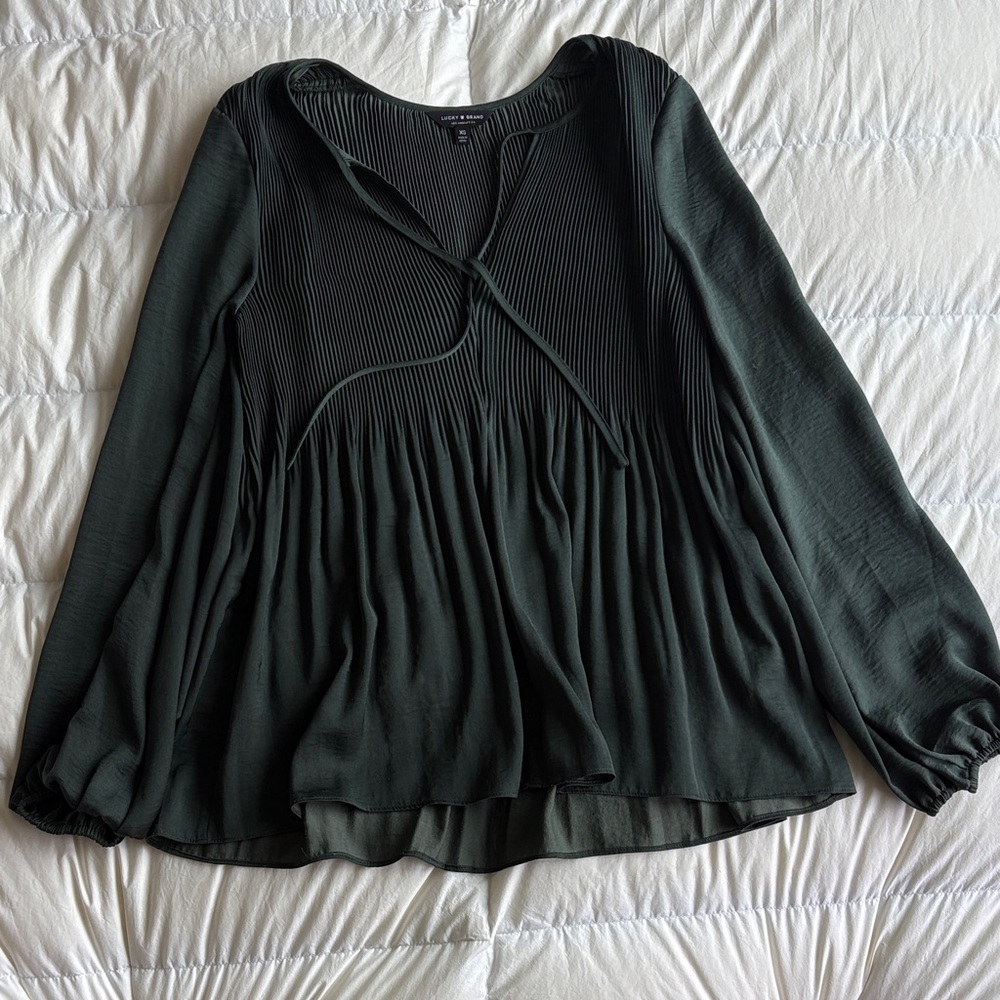 Lucky Brand Green Pleated Women's Top
